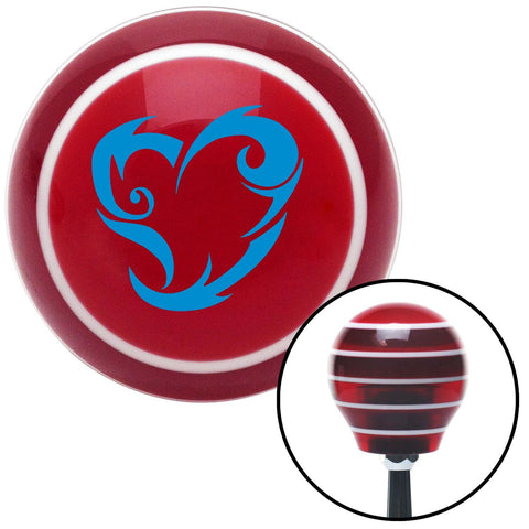 Blue Scroll Art Heart Red Stripe Shift Knob with M16 x 15 Insert