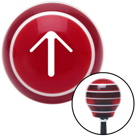 White Solid Pointing Arrow Up Red Stripe Shift Knob with M16 x 15 Insert