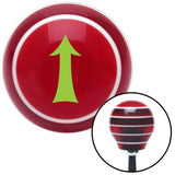 Green Fancy Solid Directional Arrow Up Red Stripe Shift Knob with M16 x 15 Insert