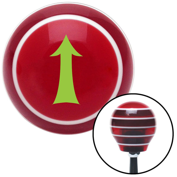 Green Fancy Solid Directional Arrow Up Red Stripe Shift Knob with M16 x 15 Insert