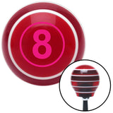 Pink Ball 8 Red Stripe Shift Knob with M16 x 15 Insert