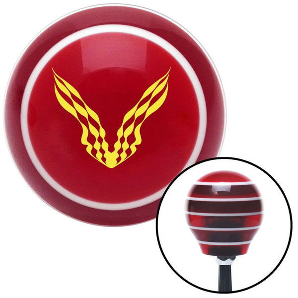 Yellow Checkered Racing WIngs Red Stripe Shift Knob with M16 x 15 Insert