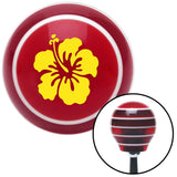 Yellow Hawaiian Flower 9 Red Stripe Shift Knob with M16 x 15 Insert