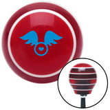 Blue Flying Encased Heart Red Stripe Shift Knob with M16 x 15 Insert