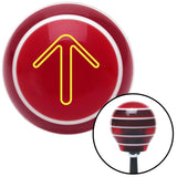 Yellow Pointing Arrow Up Red Stripe Shift Knob with M16 x 15 Insert