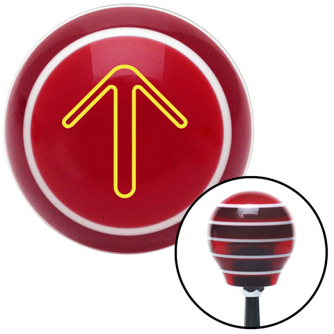 Yellow Pointing Arrow Up Red Stripe Shift Knob with M16 x 15 Insert