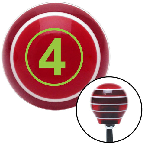 Green Number 4 Red Stripe Shift Knob with M16 x 15 Insert