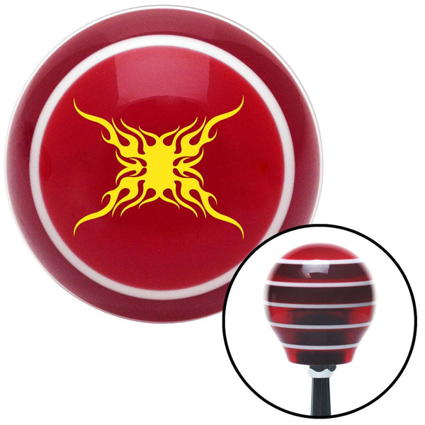 Yellow Super Large Tribal Flames Red Stripe Shift Knob with M16 x 15 Insert
