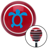 Blue Simple Turtle Red Stripe Shift Knob with M16 x 15 Insert