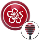White Hawaiian Flower 7 Red Stripe Shift Knob with M16 x 15 Insert
