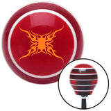 Orange Super Large Tribal Flames Red Stripe Shift Knob with M16 x 15 Insert