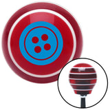 Blue Four Hole Button Red Stripe Shift Knob with M16 x 15 Insert