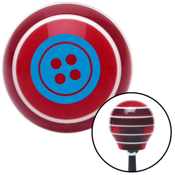 Blue Four Hole Button Red Stripe Shift Knob with M16 x 15 Insert