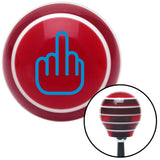 Blue Smooth Middle Finger Red Stripe Shift Knob with M16 x 15 Insert