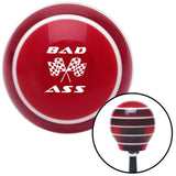 White Bad Ass Flags Red Stripe Shift Knob with M16 x 15 Insert