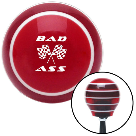 White Bad Ass Flags Red Stripe Shift Knob with M16 x 15 Insert