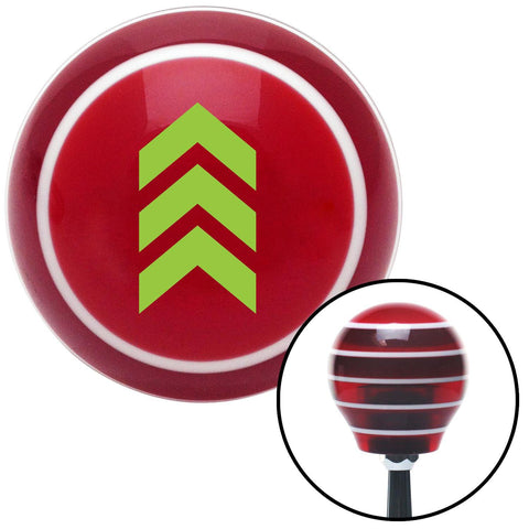 Green Military Arrows Up Red Stripe Shift Knob with M16 x 15 Insert