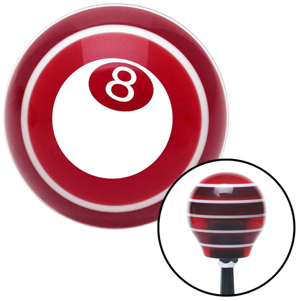 White 3D 8 Ball  Red Stripe Shift Knob with M16 x 15 Insert
