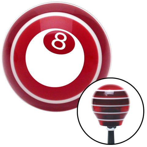 White 3D 8 Ball  Red Stripe Shift Knob with M16 x 15 Insert