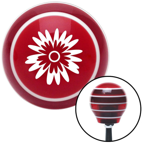 White Hawaiian Flower 3 Red Stripe Shift Knob with M16 x 15 Insert