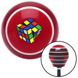 Rubiks Cube Mixed Up Red Stripe Shift Knob with M16 x 15 Insert