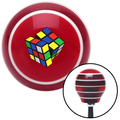 Rubiks Cube Mixed Up Red Stripe Shift Knob with M16 x 15 Insert
