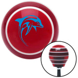 Blue Artistic Dolphin Red Stripe Shift Knob with M16 x 15 Insert