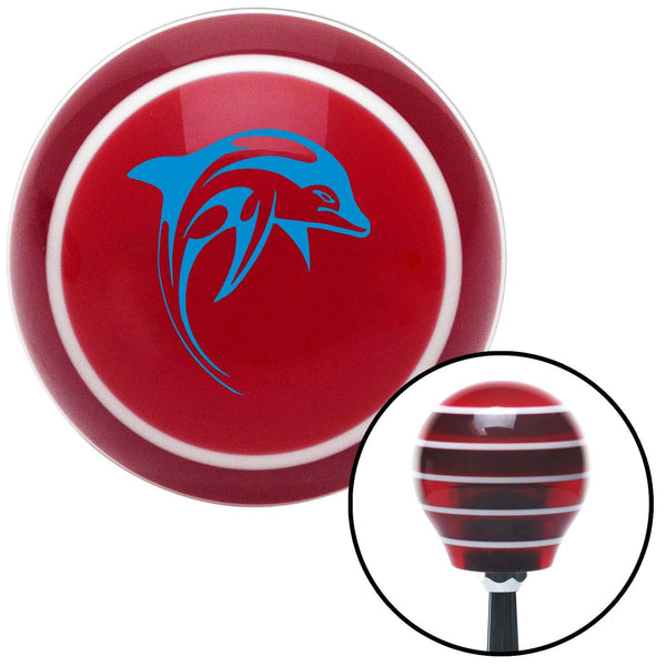 Blue Artistic Dolphin Red Stripe Shift Knob with M16 x 15 Insert