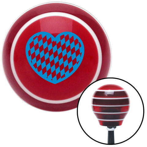 Blue Checkered Heart Red Stripe Shift Knob with M16 x 15 Insert