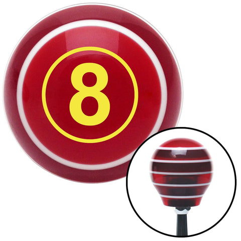 Yellow Ball 8 Red Stripe Shift Knob with M16 x 15 Insert