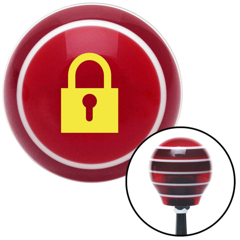 Yellow Lock Symbol Red Stripe Shift Knob with M16 x 15 Insert
