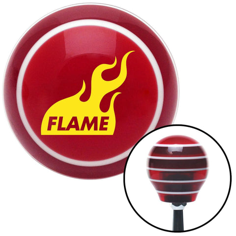 Yellow Flame Icon Red Stripe Shift Knob with M16 x 15 Insert