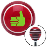 Green Thumbs Up Red Stripe Shift Knob with M16 x 15 Insert