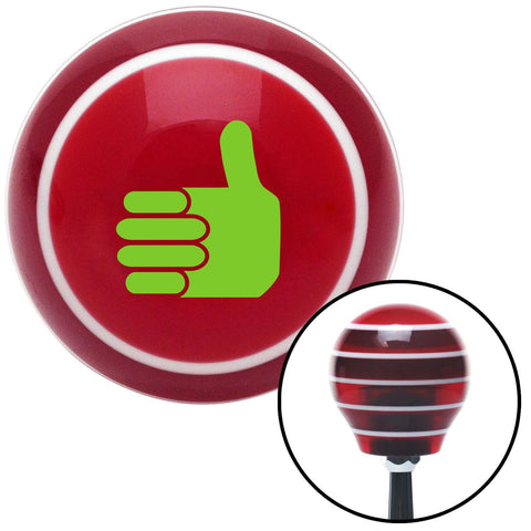 Green Thumbs Up Red Stripe Shift Knob with M16 x 15 Insert