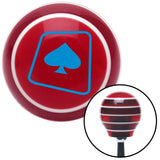 Blue Spade on a Card Red Stripe Shift Knob with M16 x 15 Insert
