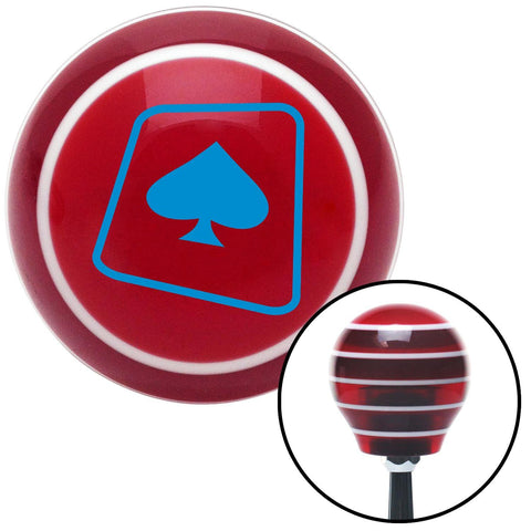Blue Spade on a Card Red Stripe Shift Knob with M16 x 15 Insert