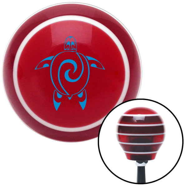 Blue Abstract Turtle Red Stripe Shift Knob with M16 x 15 Insert