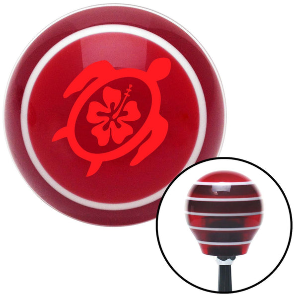 Red Turtle w Flower Red Stripe Shift Knob with M16 x 15 Insert