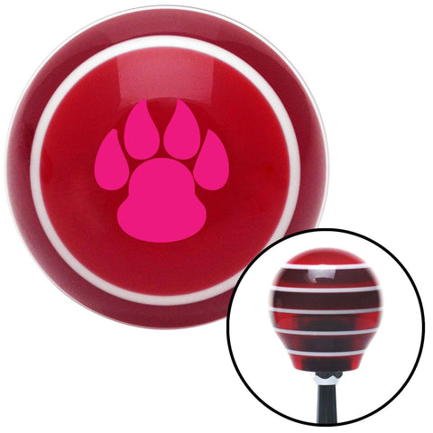 Pink Pawprint Sharp Red Stripe Shift Knob with M16 x 15 Insert