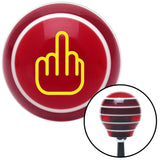 Yellow Smooth Middle Finger Red Stripe Shift Knob with M16 x 15 Insert