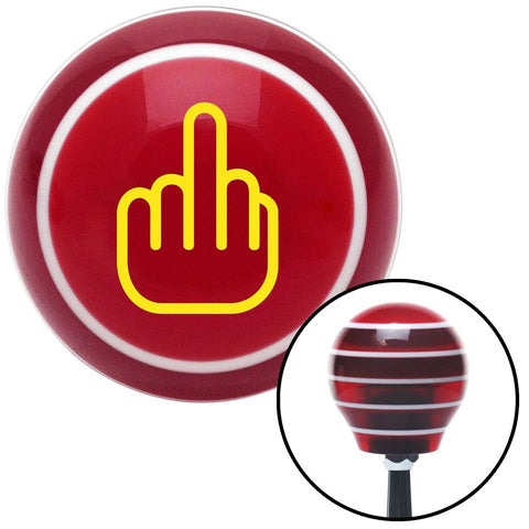 Yellow Smooth Middle Finger Red Stripe Shift Knob with M16 x 15 Insert