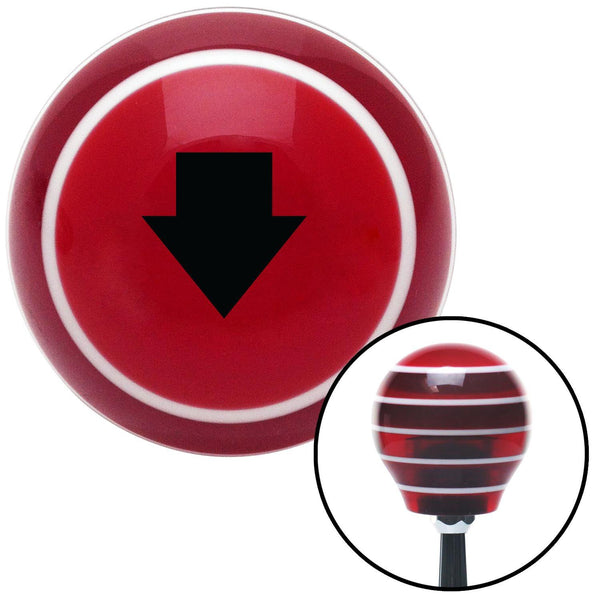 Black Solid Fat Arrow Down Red Stripe Shift Knob with M16 x 15 Insert