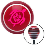 Pink Turtle w Flower Red Stripe Shift Knob with M16 x 15 Insert