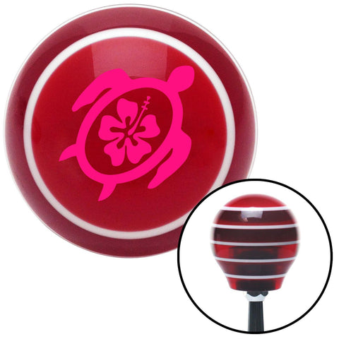 Pink Turtle w Flower Red Stripe Shift Knob with M16 x 15 Insert