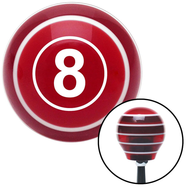 White Ball 8 Red Stripe Shift Knob with M16 x 15 Insert