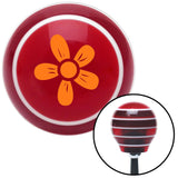 Orange Hawaiian Flower 2 Red Stripe Shift Knob with M16 x 15 Insert