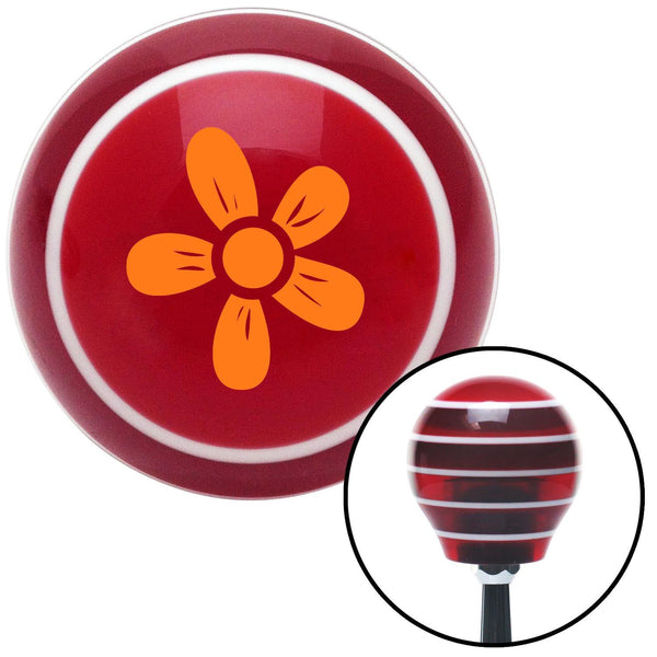 Orange Hawaiian Flower 2 Red Stripe Shift Knob with M16 x 15 Insert