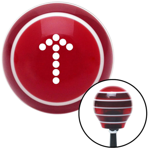 White Dotted Directional Arrow Up Red Stripe Shift Knob with M16 x 15 Insert