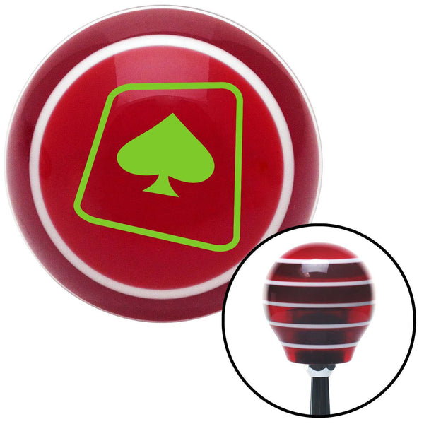 Green Spade on a Card Red Stripe Shift Knob with M16 x 15 Insert