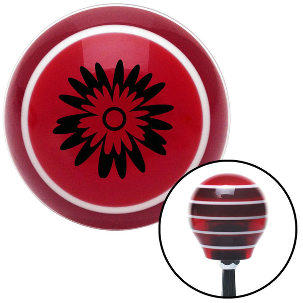 Black Hawaiian Flower 3 Red Stripe Shift Knob with M16 x 15 Insert